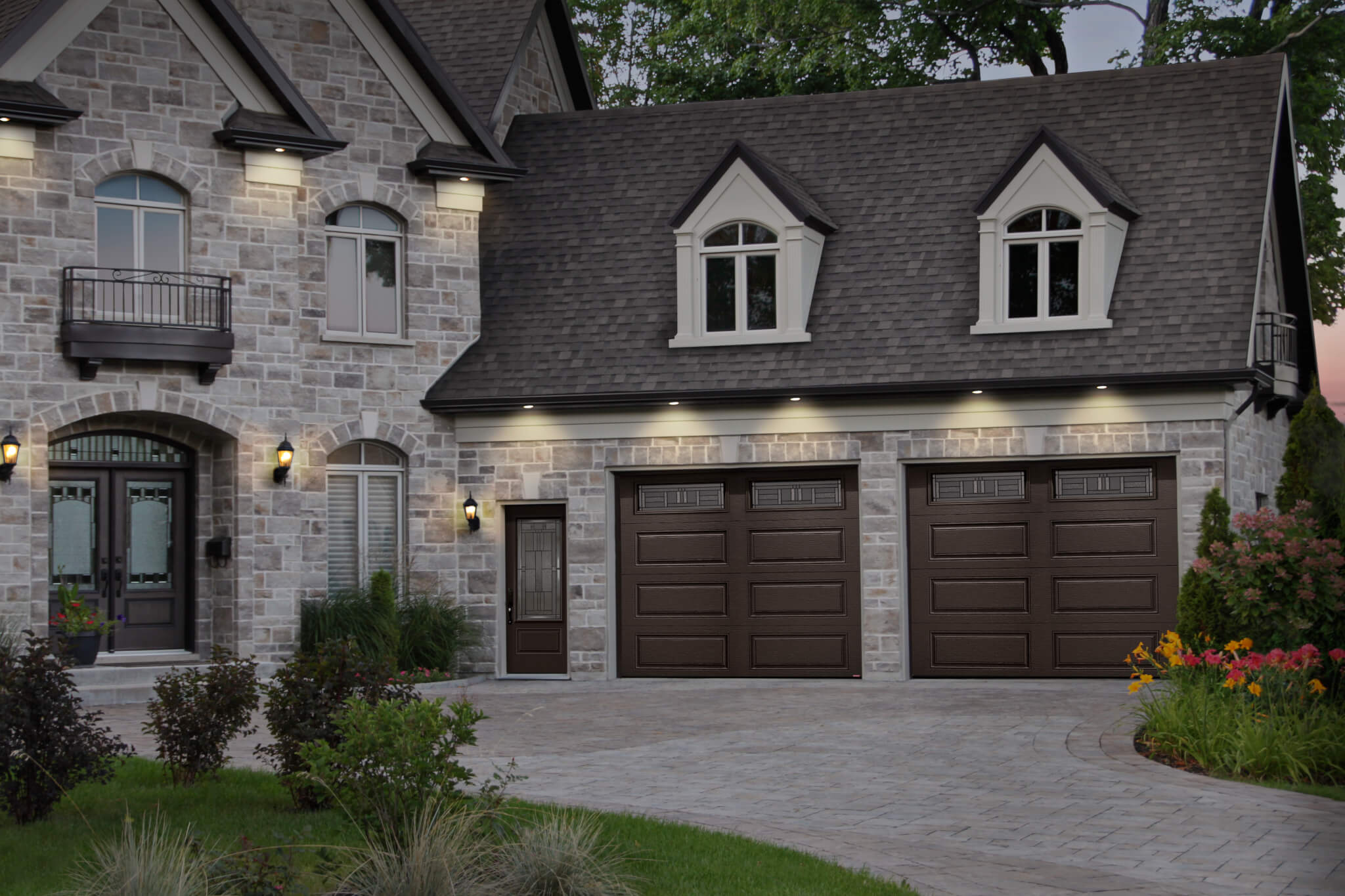 double brown garage doors