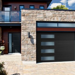 black garage door