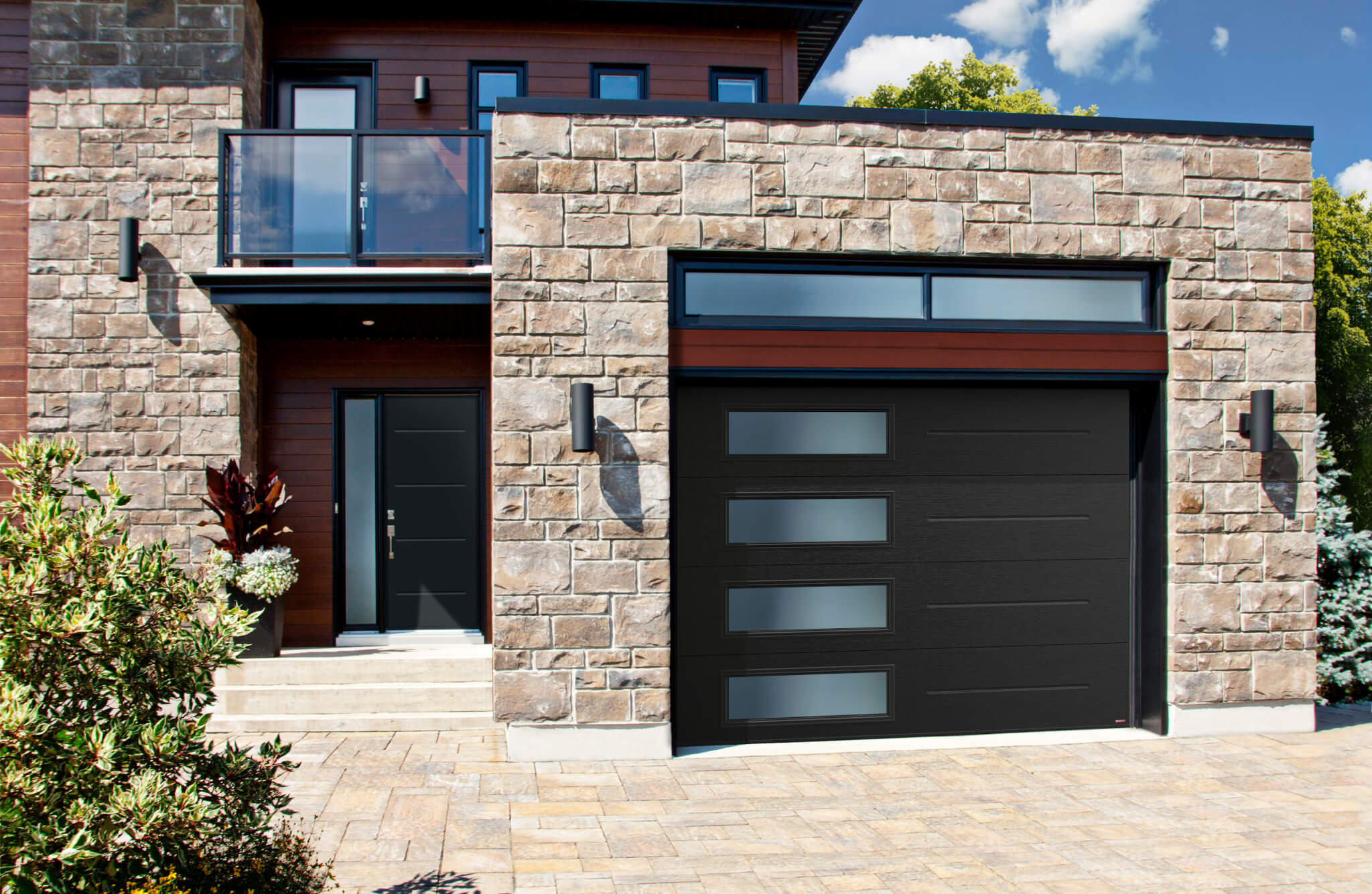 black garage door