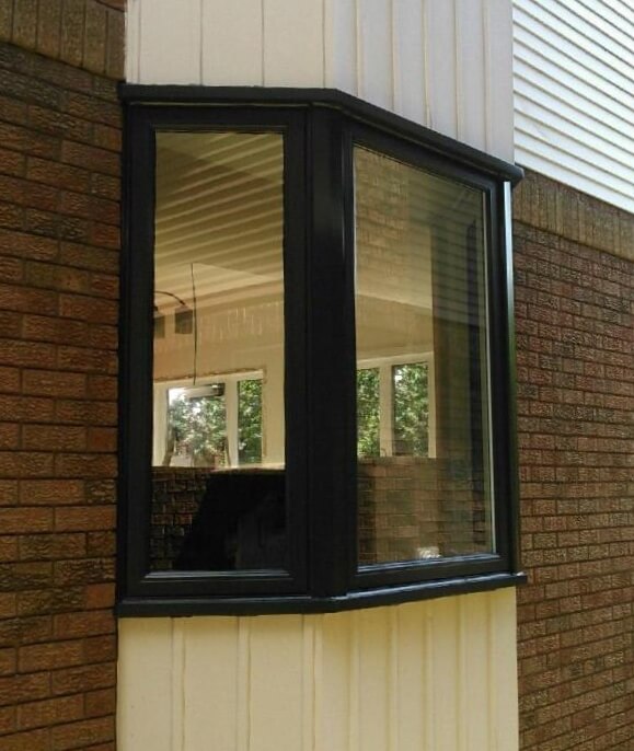 bay window fixed casement black outside white inside