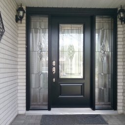 steel 1 panel 3QTR black double s10 sidelite decorative glass