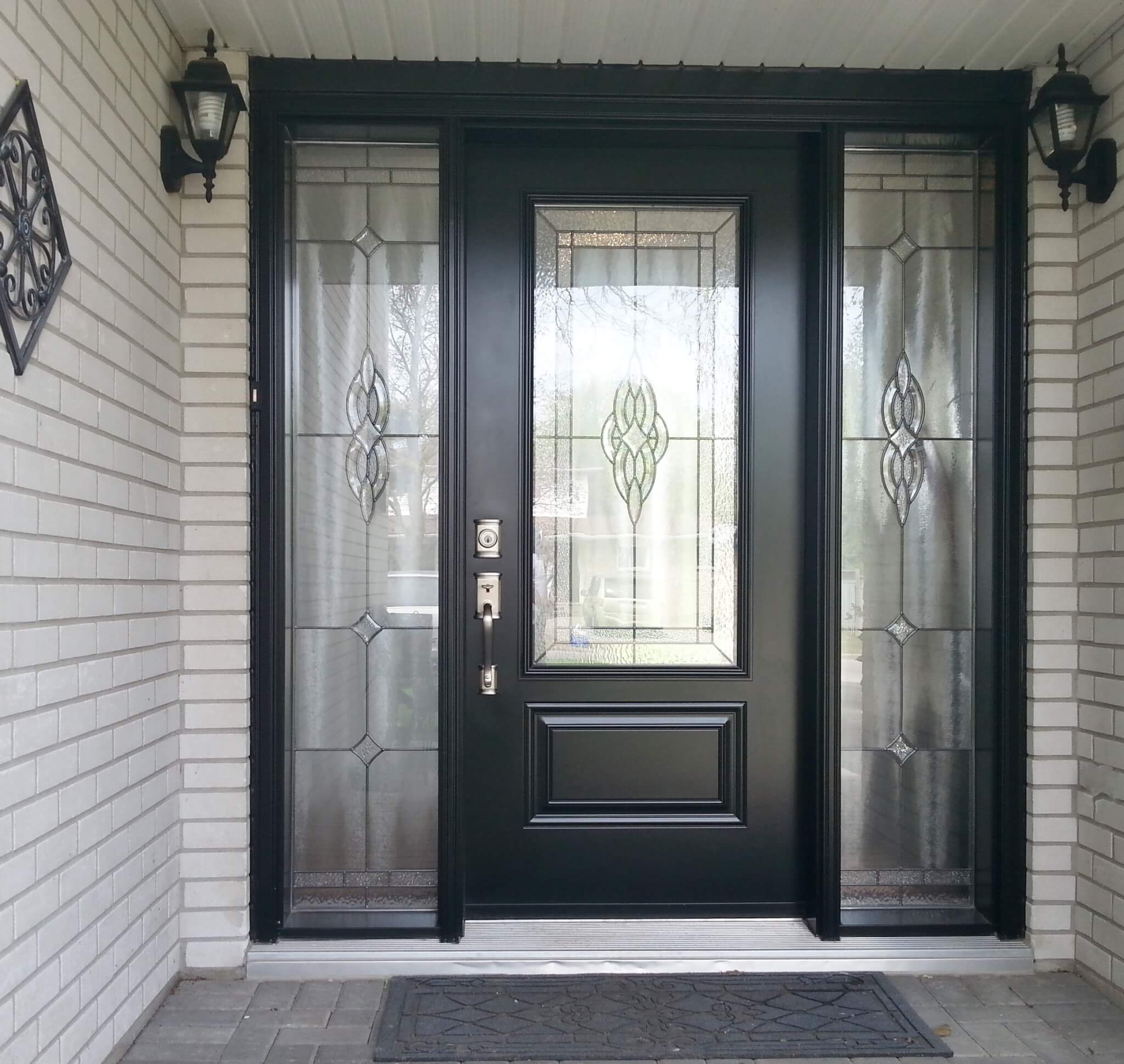 steel 1 panel 3QTR black double s10 sidelite decorative glass