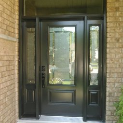 steel 1 panel 3QTR lite graphite concord glass double sidelite rectangular transom granite glass