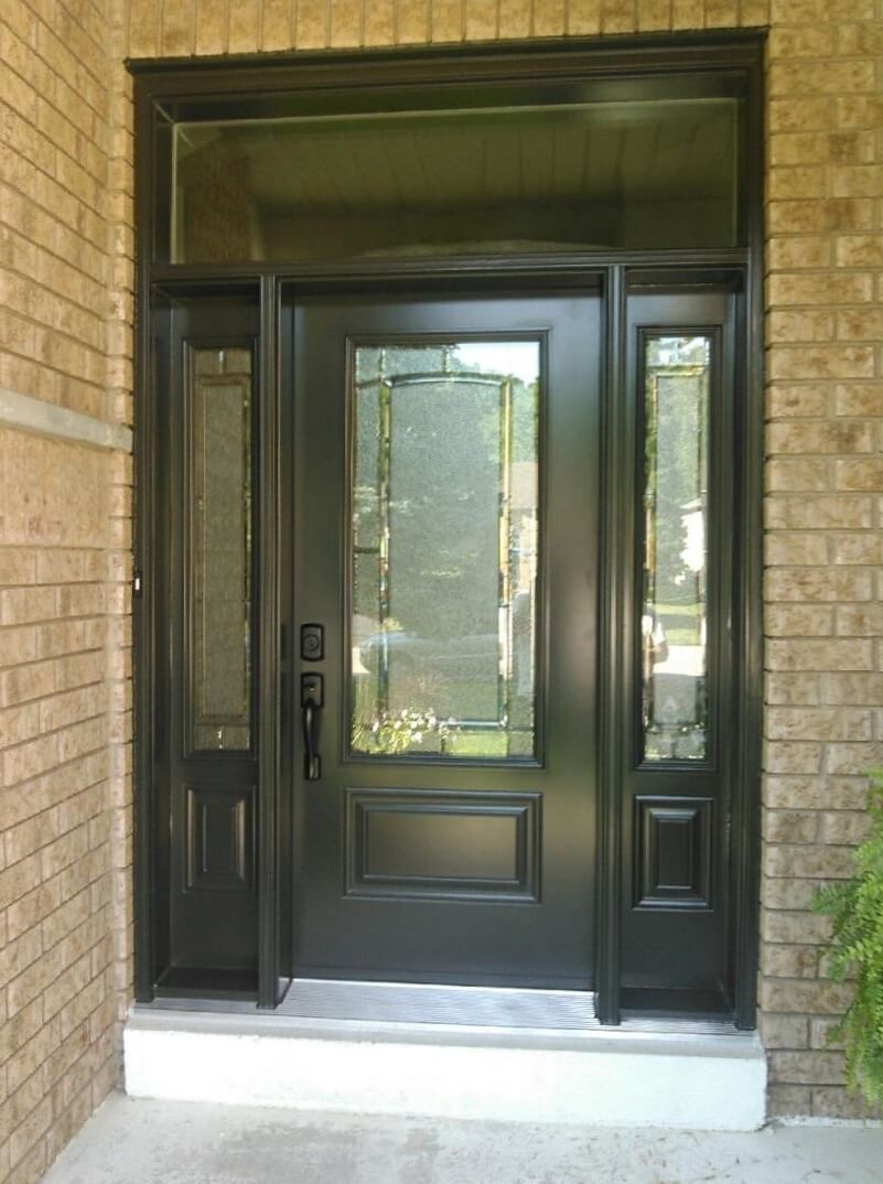 steel 1 panel 3QTR lite graphite concord glass double sidelite rectangular transom granite glass