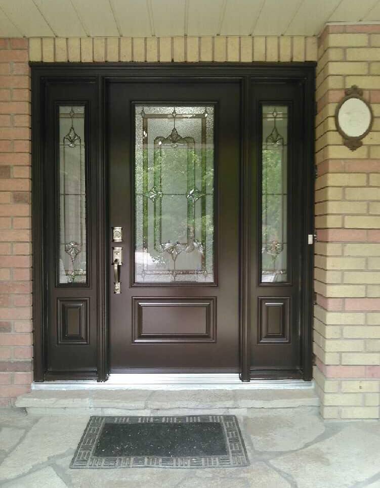 steel 1 panel 3QTR lite primrose glass commercial brown double sidelite