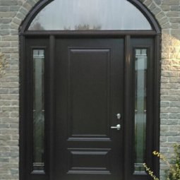 steel 1 panel 3QTR lite solid brown double full sidelite concord glass elliptical transom granite