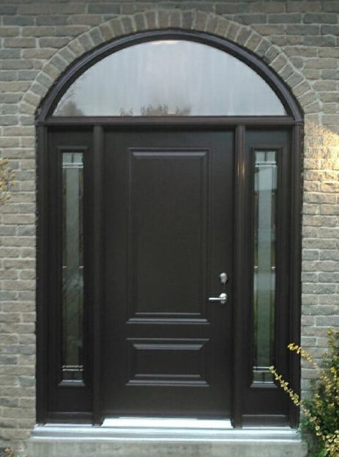 steel 1 panel 3QTR lite solid brown double full sidelite concord glass elliptical transom granite