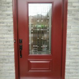 steel 1 panel 3QTR lite york glass red