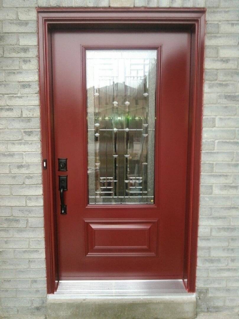 steel 1 panel 3QTR lite york glass red