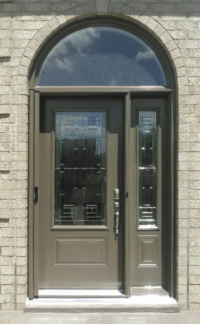 steel 1 panel 3QTR york glass taupe earth brown sidelite half circle transom sparkolite hide a screen
