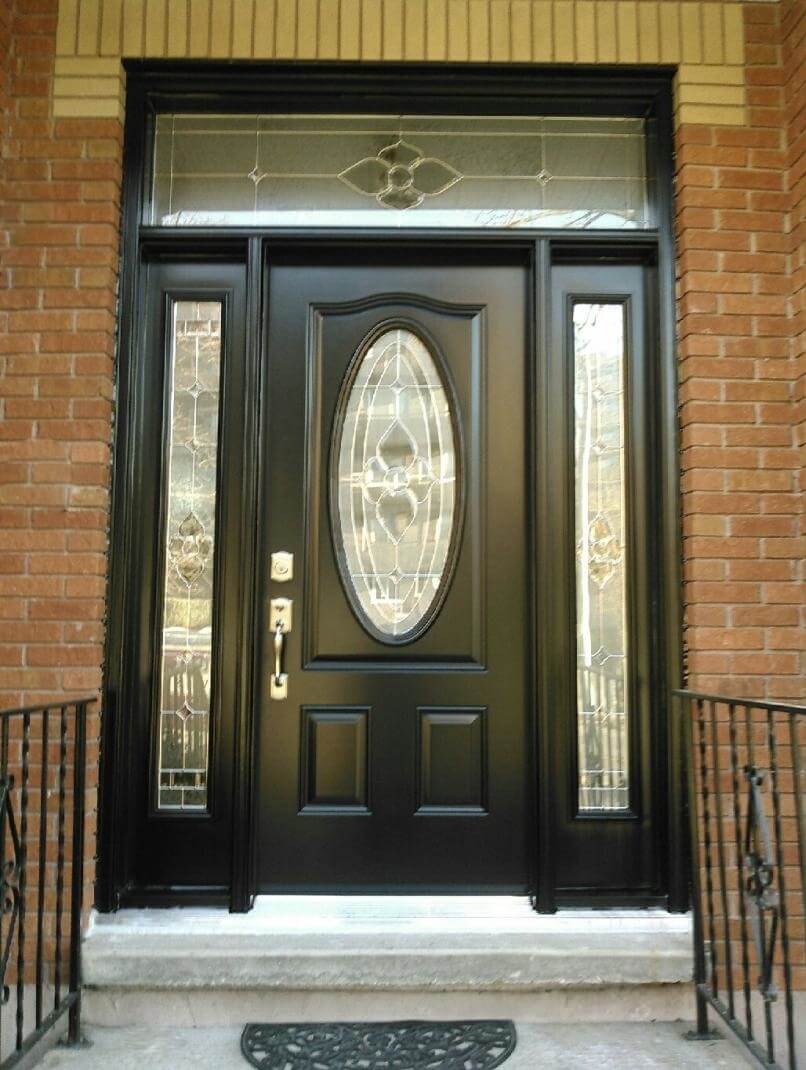 steel 1640 oval decorative glass black double full sidelite rectangular transom