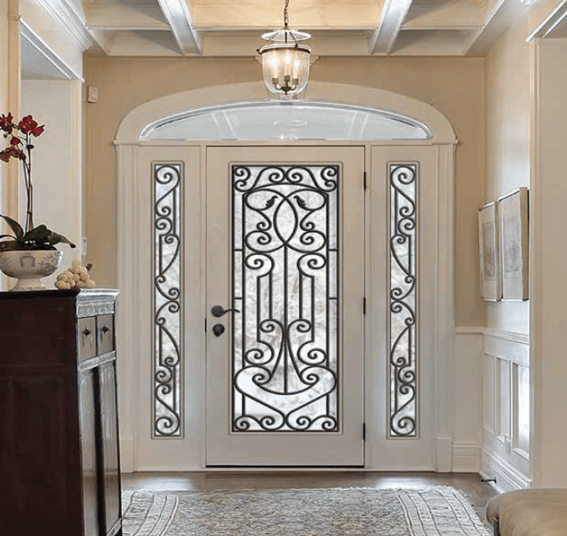 steel antonella wrought iron full glass white double full sidelite elliptical transom clear glass