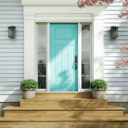 cyan front door