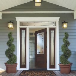 Brown Door with Glass Panel