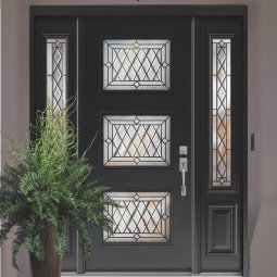 Black Door with Three Small Glass Panels