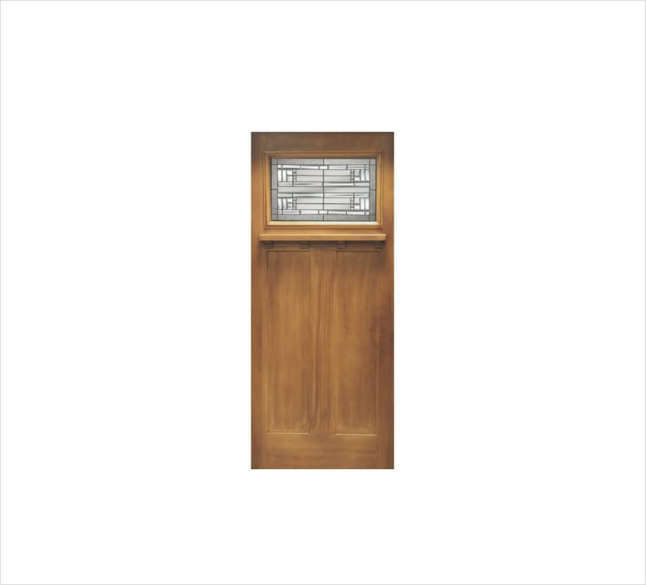 Fiberglass Wood Grain Door Dentil Shelf with York Decorative Glass Canadian Legacy Series