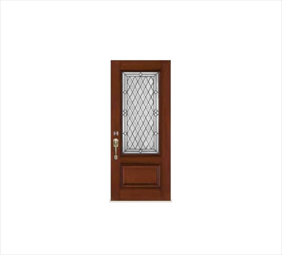 Fiberglass Wood Grain Door with Lisbon Decorative Glass Canadian Legacy Series