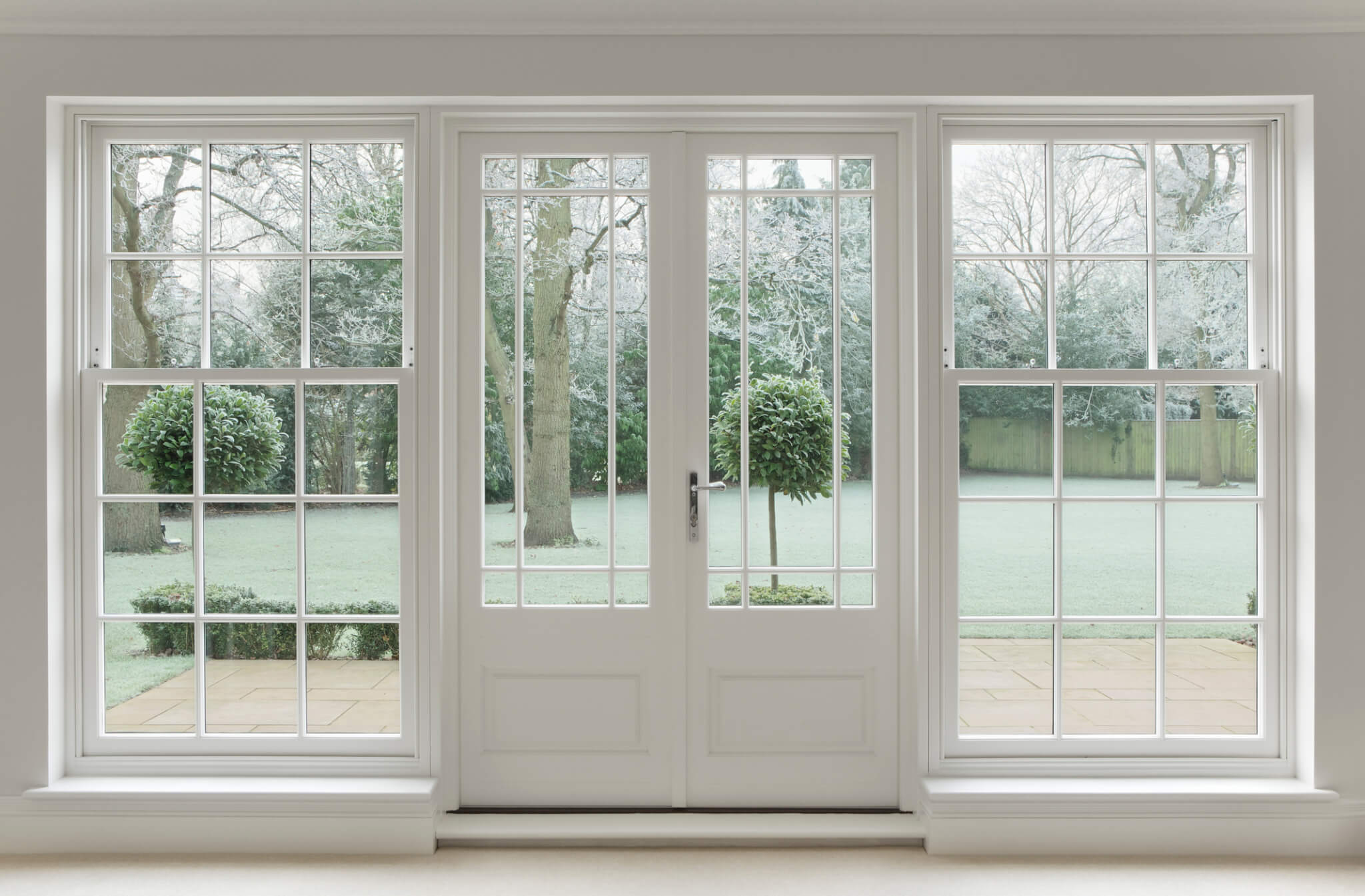 white french style patio doors