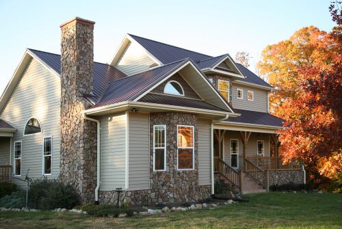 Beige and Stone House in the Fall