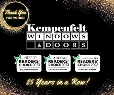 Kempenfelt Windows & Doors logo with readers choice winner logos